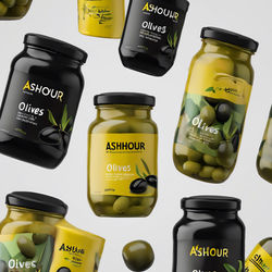Olives, Green, Black, Yellow jar Ashour Brand