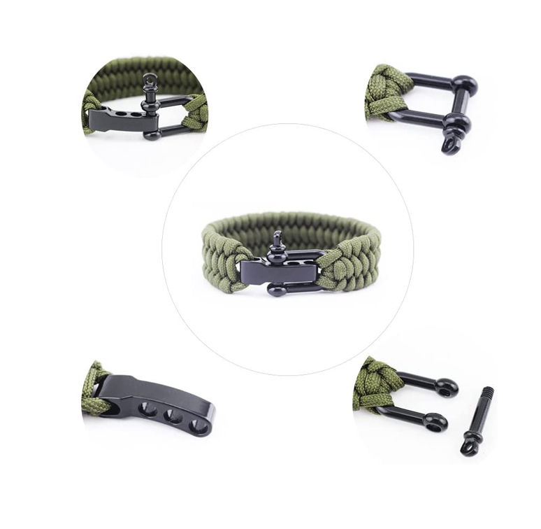 Thumbnail: Paracord Survival Bracelet with Stainless Steel Shackle -Fit 7 to 8 inch Wrists