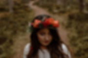 Wedding Makeup with Autumn flower crown and bouquet