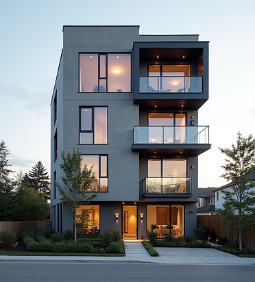 A completed modern residential building in Ottawa, showcasing quality construction and pro