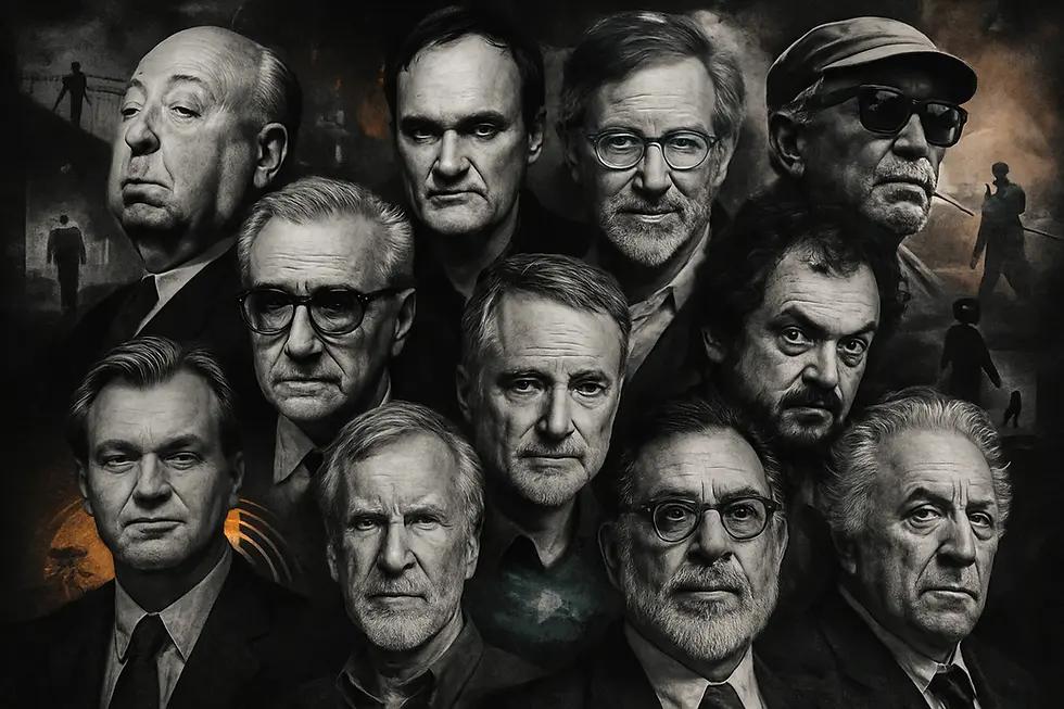 Eye-level view of a vintage film camera on a tripod in a classic movie studio