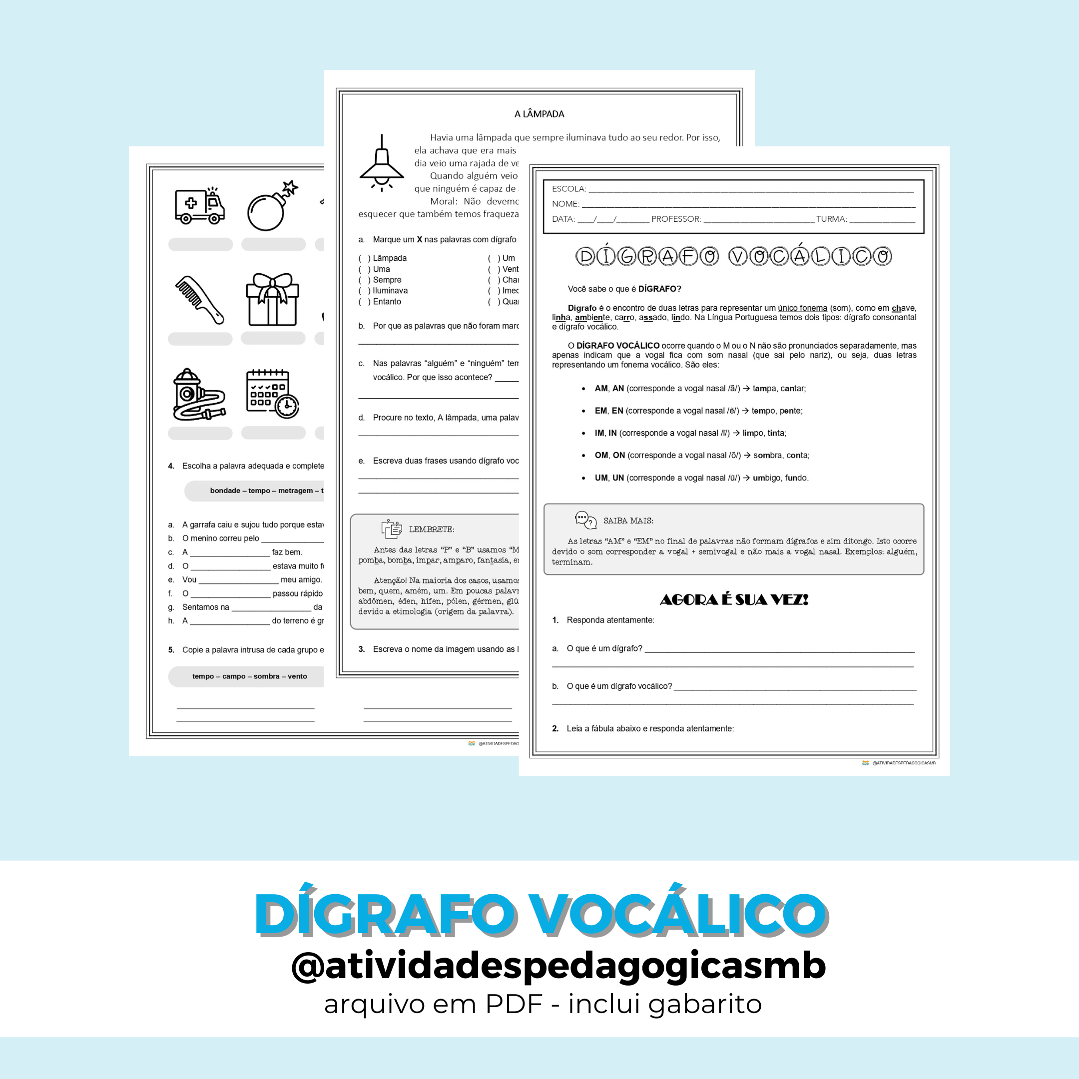 ATIVIDADE - dígrafo vocálico / fonologia