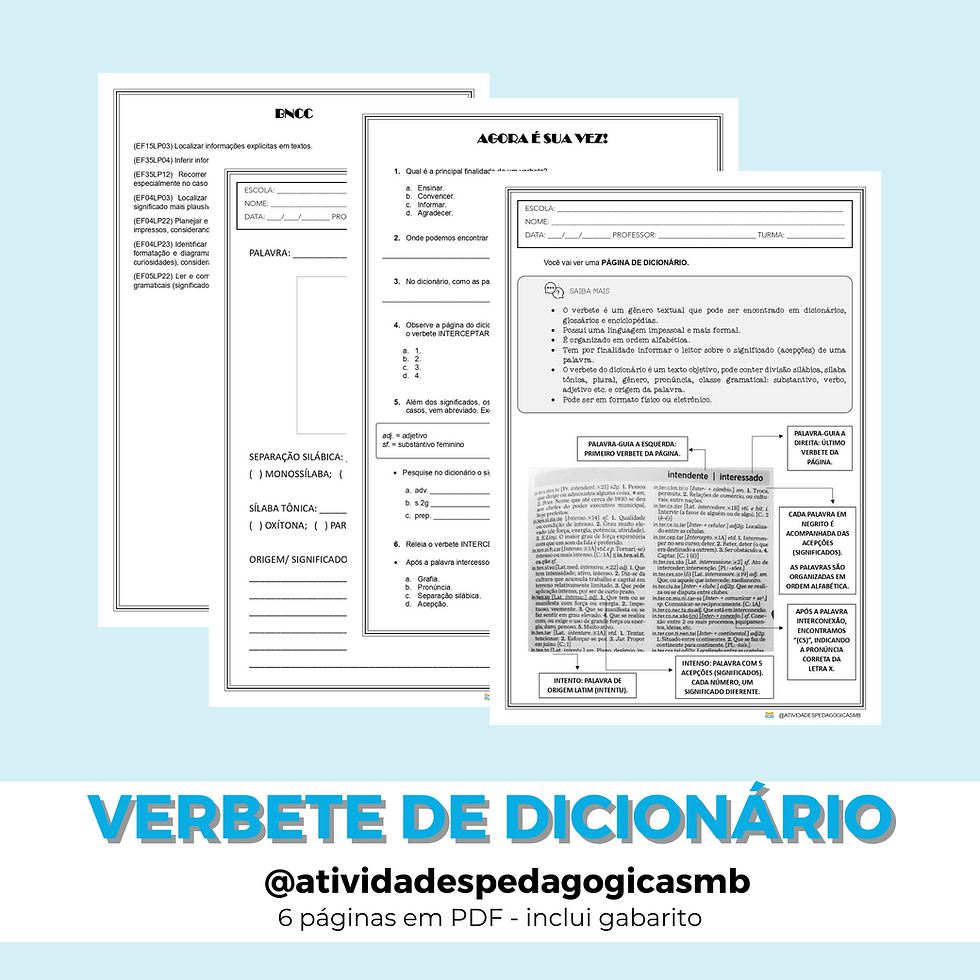 ATIVIDADE - verbete de dicionário / gênero textual + produção textual ...