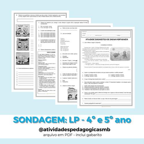 ATIVIDADE DIAGNÓSTICA / SONDAGEM - língua portuguesa para o 4º e 5º ano ...