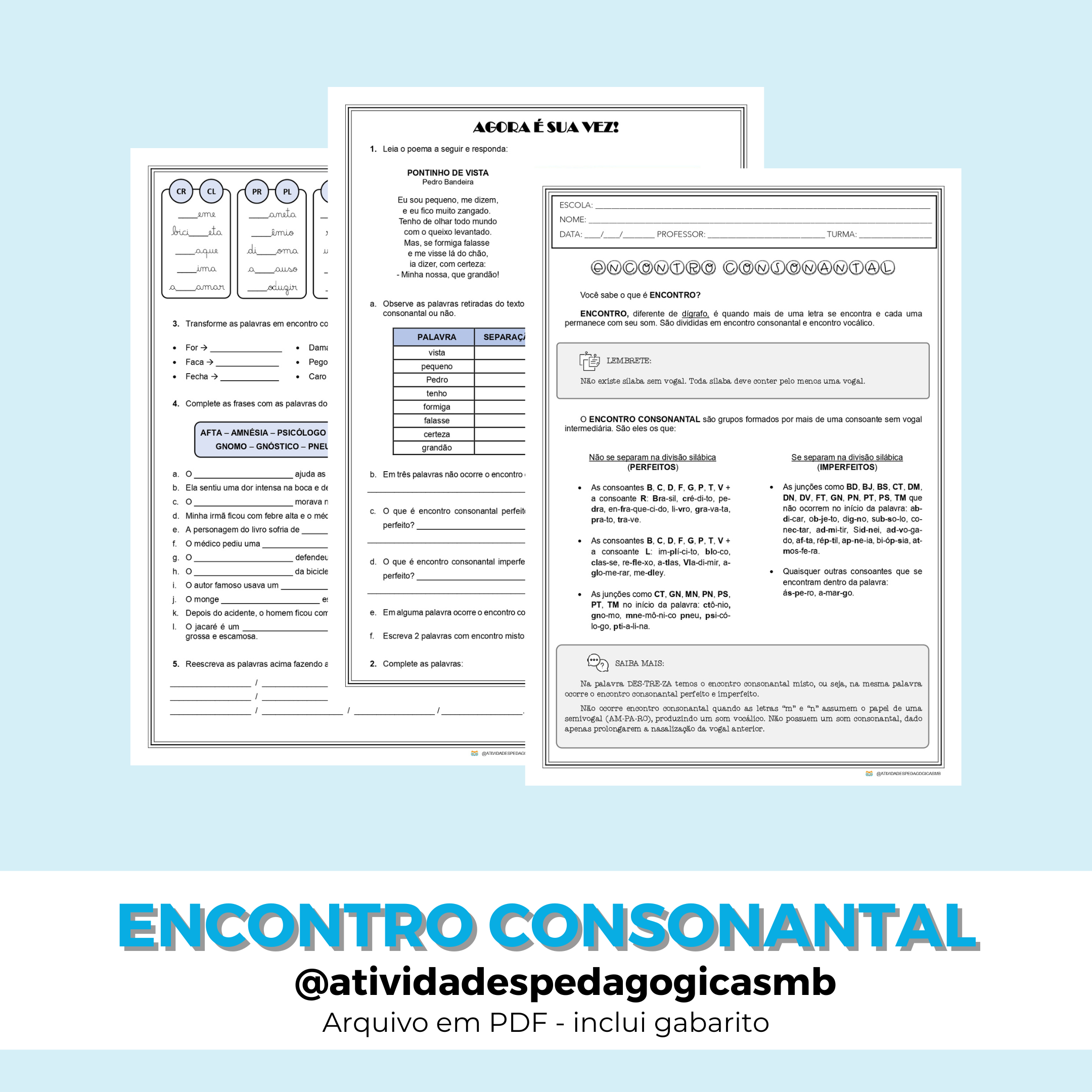 ATIVIDADE - encontros consonantais  / fonologia