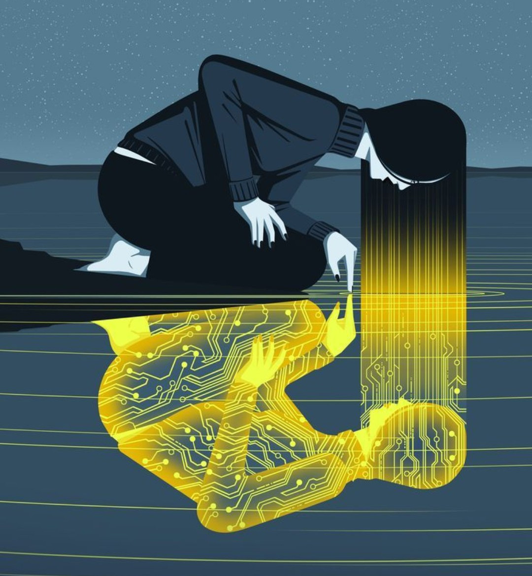 Woman Data Digital Reflection Illustration
