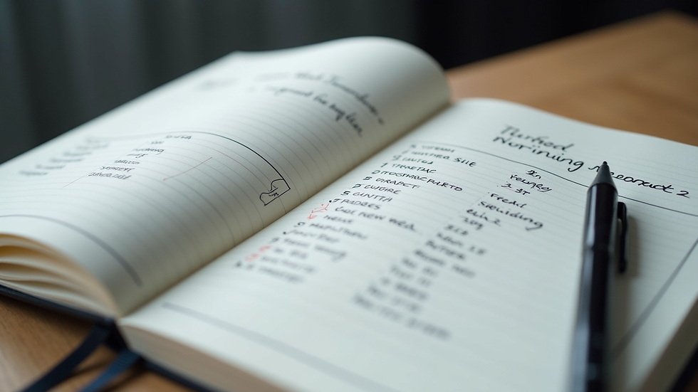 Close-up view of a training journal with workout notes and progress tracking