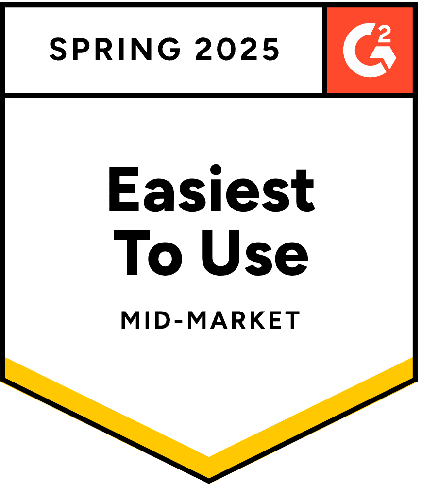 Premio G2 Primavera 2025 por ser el "Más fácil de usar" para software del mercado medio.