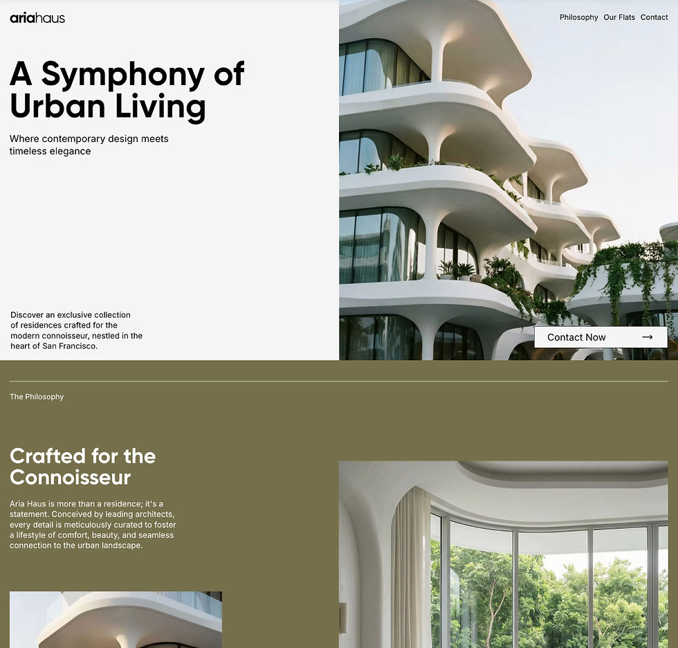 Wix real estate template for a luxury residential development