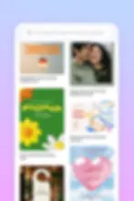 Wixel’s searchable template library, showing a grid of designs for social posts, invitations, and greeting cards.