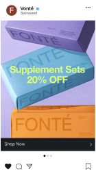 Promotional Instagram ad for a vitamin supplement called FONTÉ.
