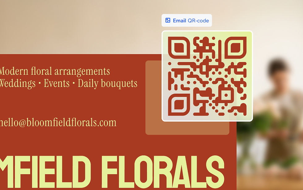 Bloomfield Florals business card with email QR code generator