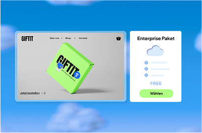 Eine Website und daneben ein Website-Paket