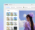 Photo filters interface on the Wixel design platform, displaying multiple color filters applied to a portrait of a woman in a purple dress.