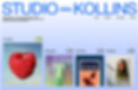 Homepage of a creative studio website featuring colorful thumbnails for different projects, and navigation tabs for work, about, and contact.
