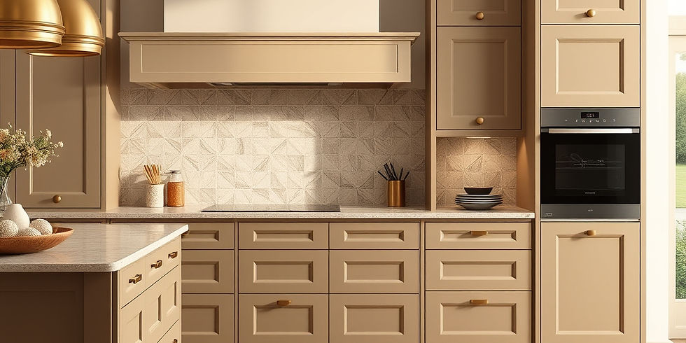 Photorealistic premium modern British kitchen interior, professionally renovated and refin