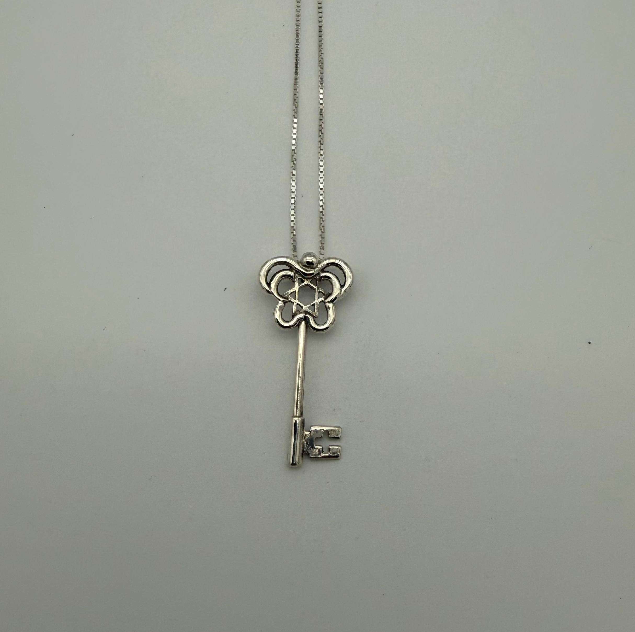 Sterling Silver Key of David Necklace