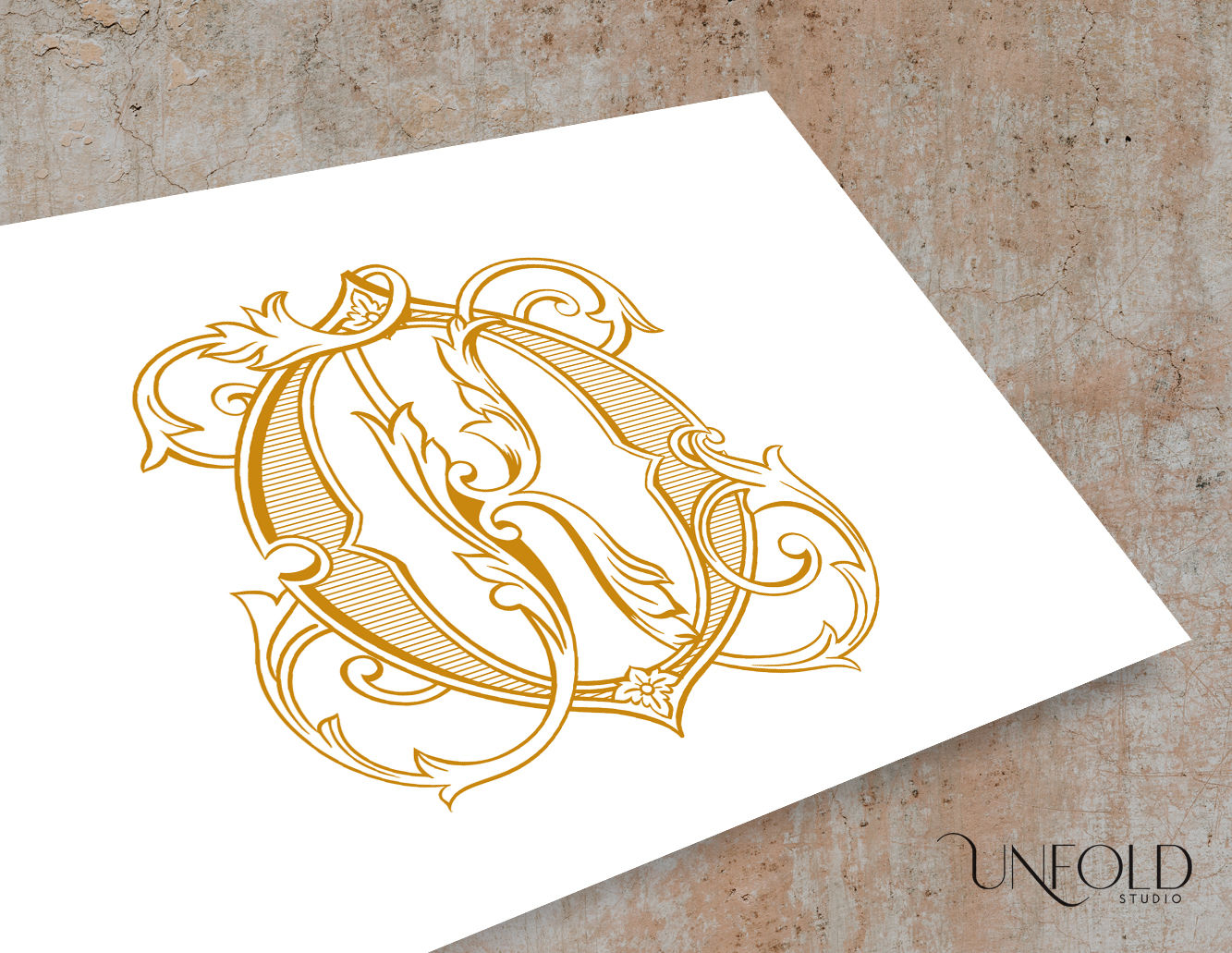 Elegant gold intertwined O and K initials monogram design