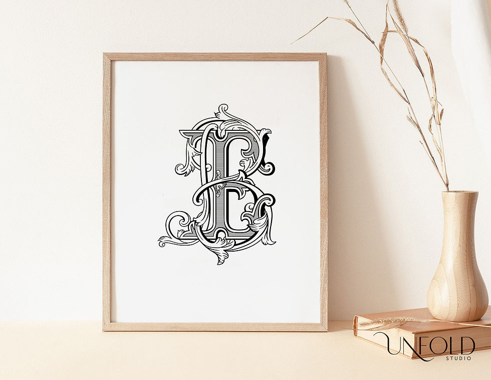 Thumbnail: Elegant EB monogram framed, vintage style