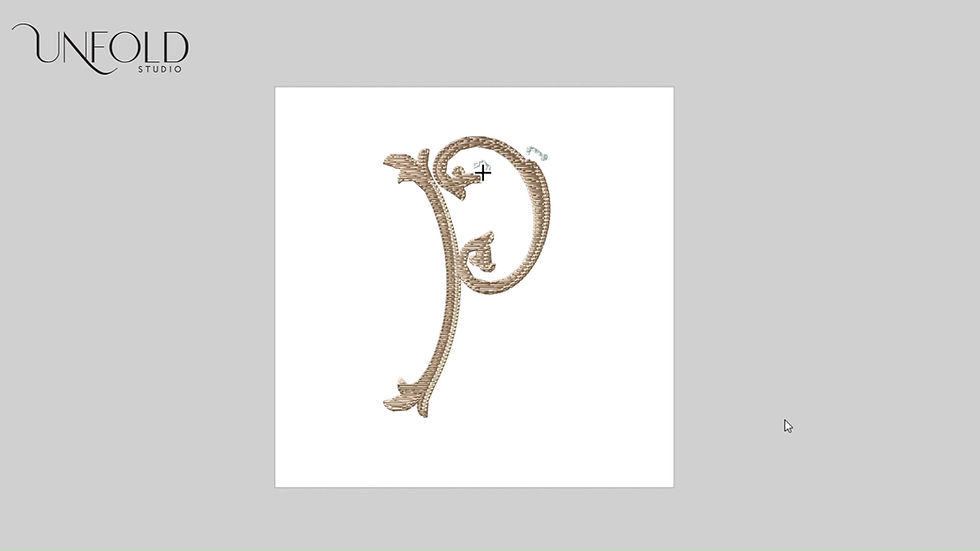 Thumbnail: Decorative letter P with intricate swirls and scrolls, designed for embroidery