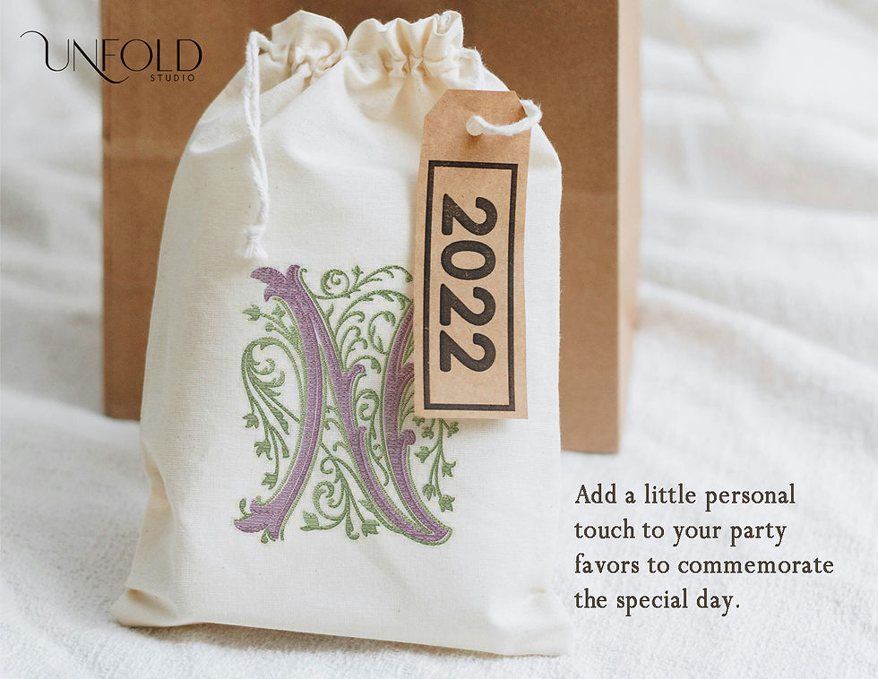 Thumbnail: Embroidered-style decorative letter 'N' with elaborate swirls and scrolls, featuring intricate, flowing designs.