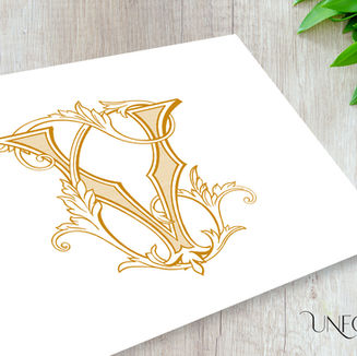 Two initial monogram designs featuring elegant, intertwined classic design letters, perfect for custom stationery or personalized gifts.