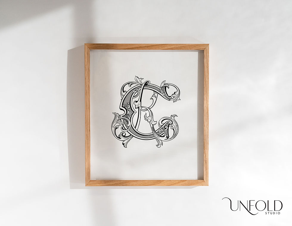 Thumbnail: Ornate framed letter K and C monogram