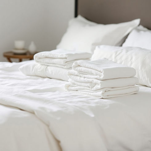 Fresh folded towels prepared for guests as part of professional holiday cottage cleaning and linen services in North Yorkshire.