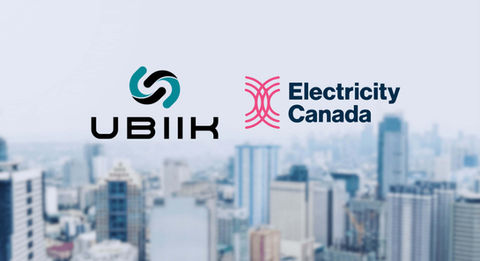 Ubiik logo and Electricity Canada logo with cityscape background