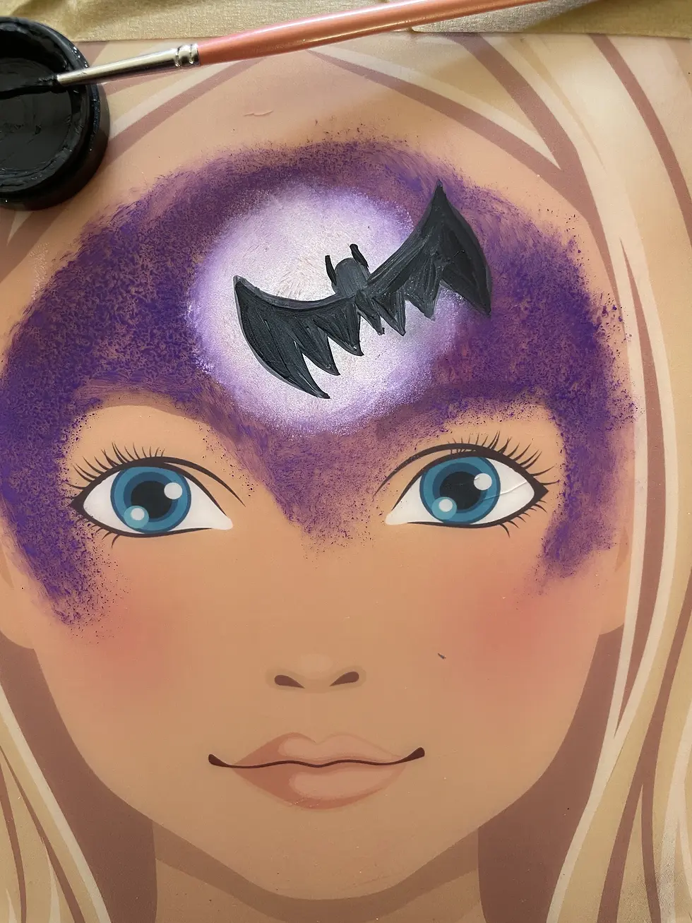 bat face painting step 7