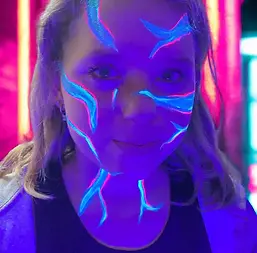 girl with neon face paint