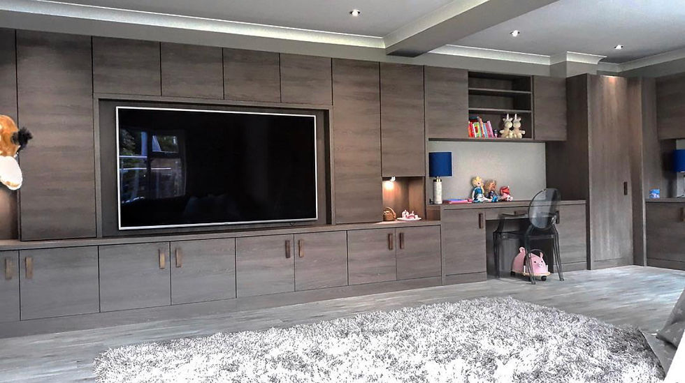 fitted cupboards in living area