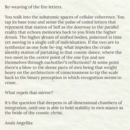 Re-weaving of the fire letters