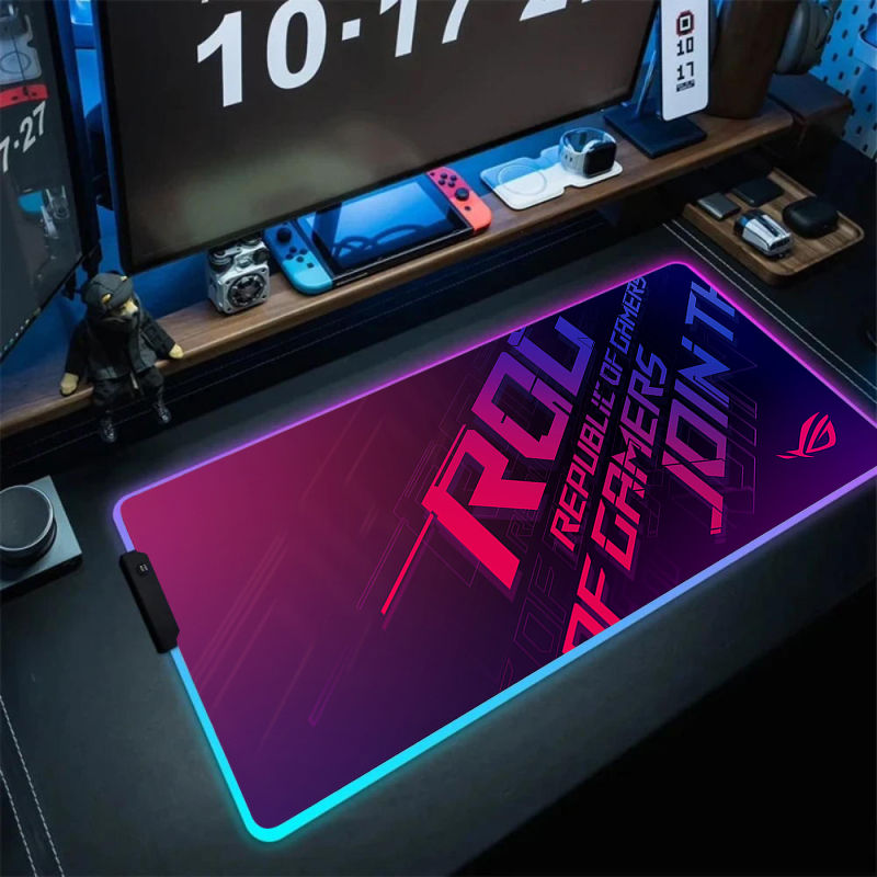 Thumbnail: Black Mouse Pad Asus Rgb Gaming Mause Mat Anime Mats Gamer Rug Pc Xxl Cute Pads 