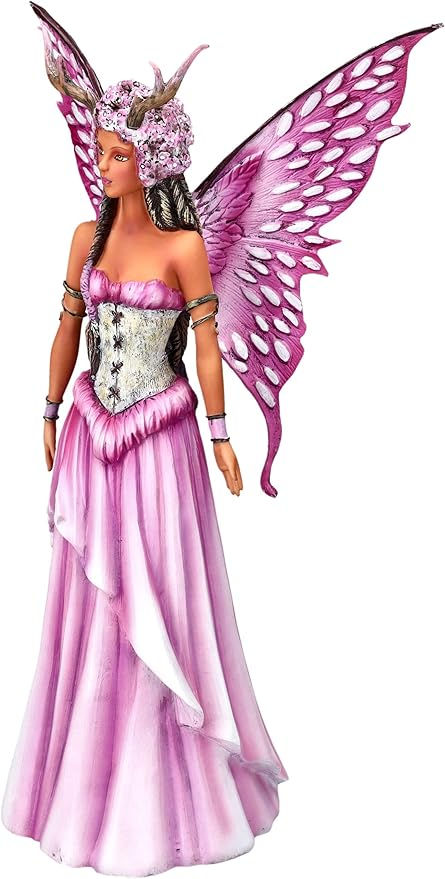 Thumbnail: Ebros Amy Brown Pink Butterfly Winged Bloom Tribal Fairy with Antlers Statue