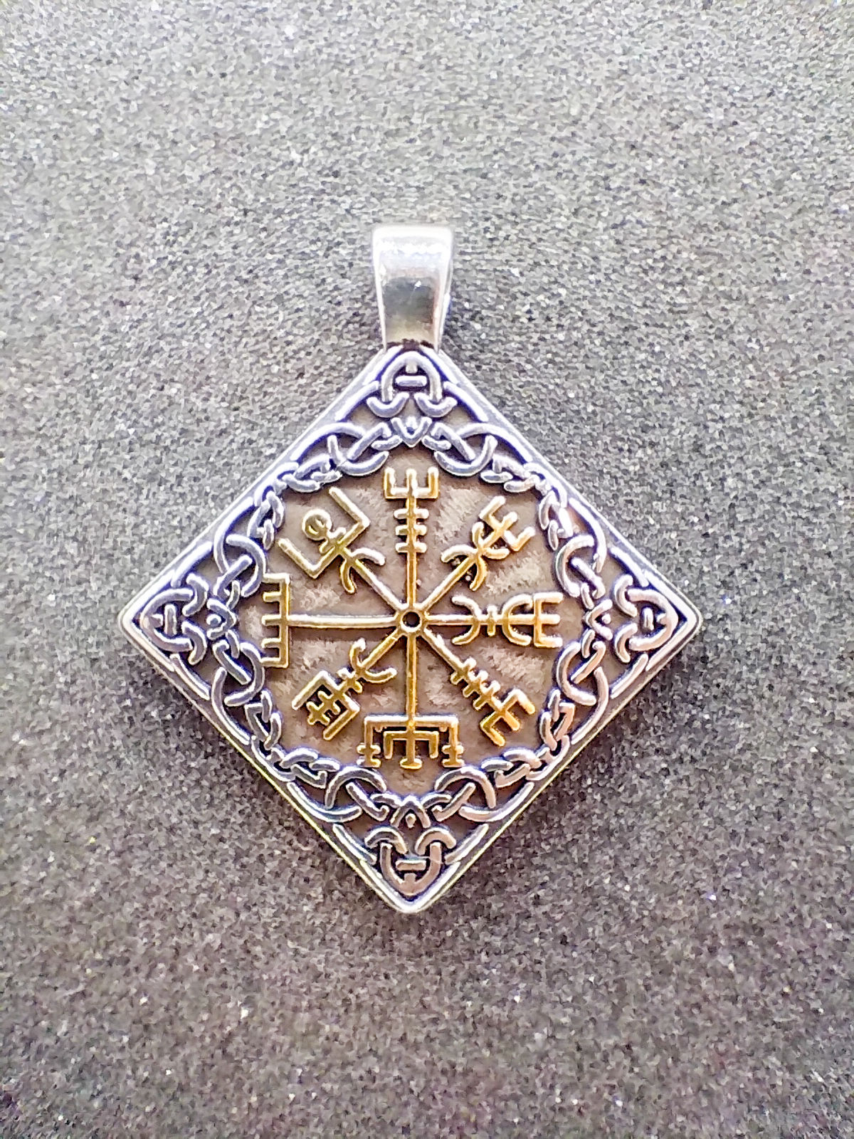 Viking Compass Rune Square Pendant 