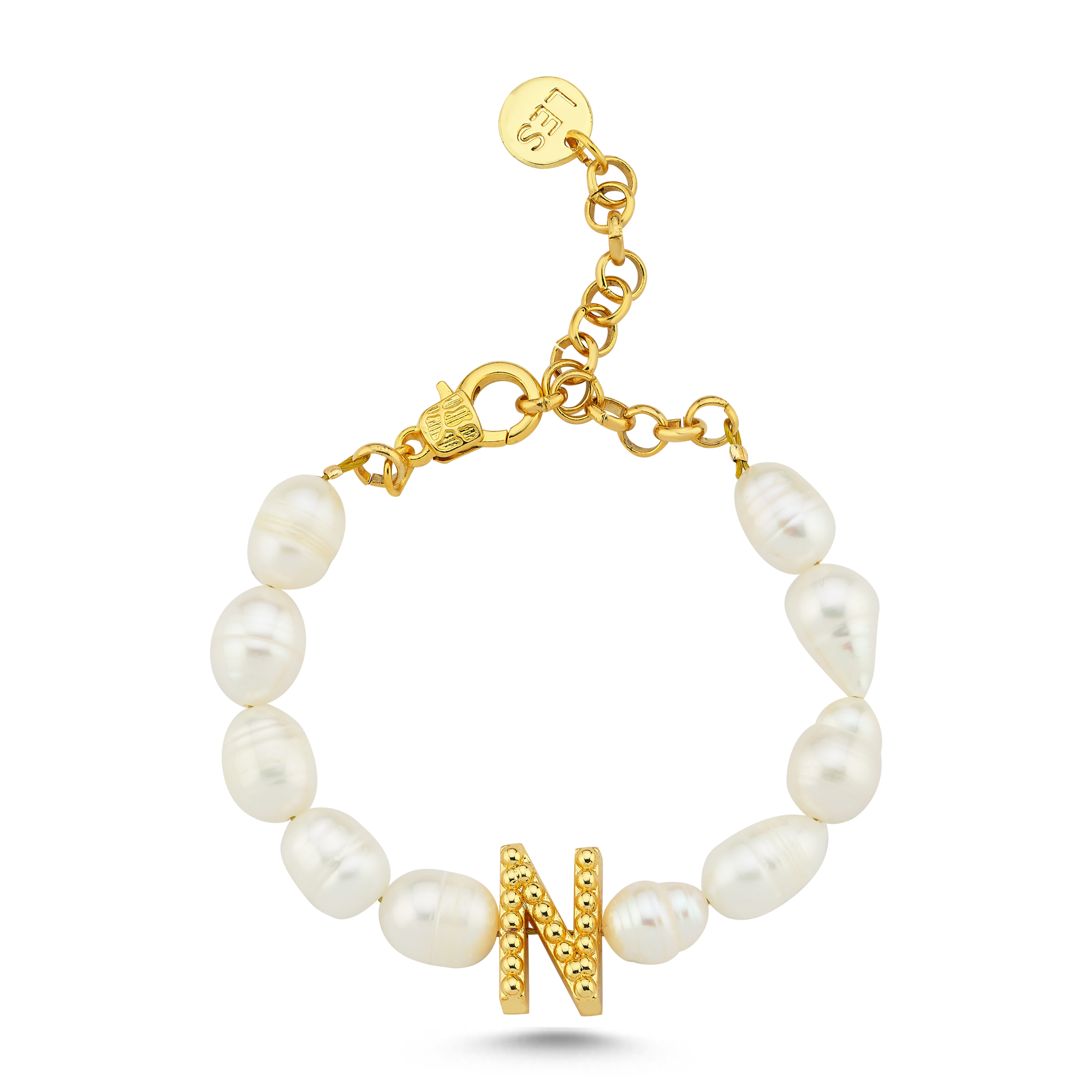 Pearl Letter Bracelet - N