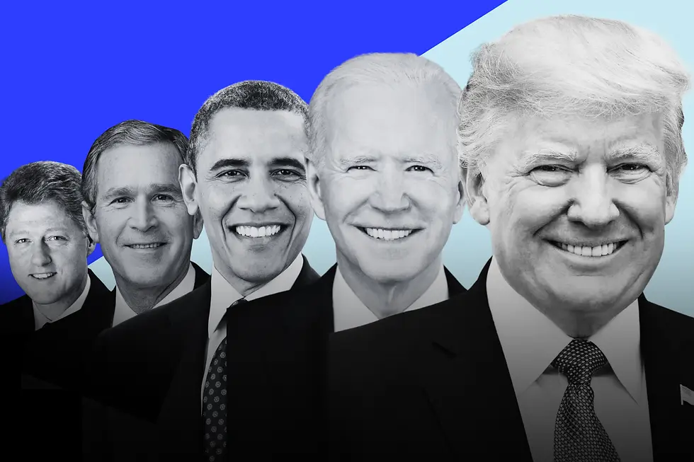 Bill Clinton, George W. Bush, Barack Obama, Joe Biden e Donald Trump