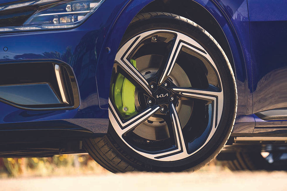 Some of the biggest factory-fitted brakes on a series production car, there is no mistaking the GT's 21" rims and those eye-popping green calipers