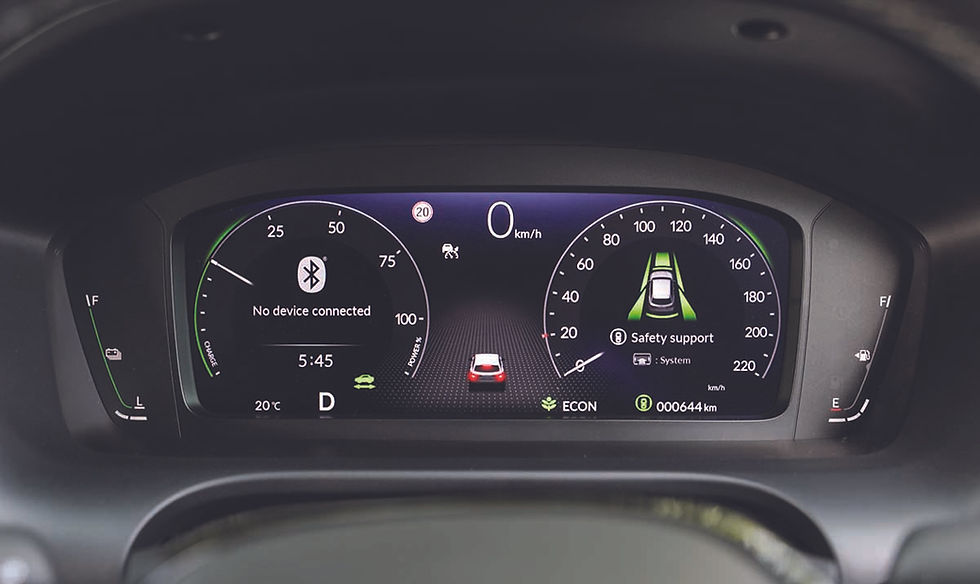 The 3-D dash sums up the ZR-V, a blend of high-tech with old-fashioned simplicity