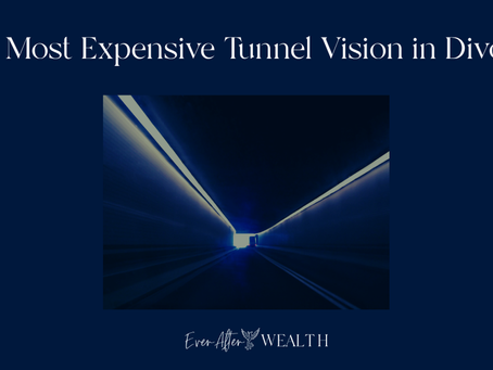 Tunnel vision graphic showing the hidden financial cost of short-term decisions in high-net-worth divorce for physicians and business owners