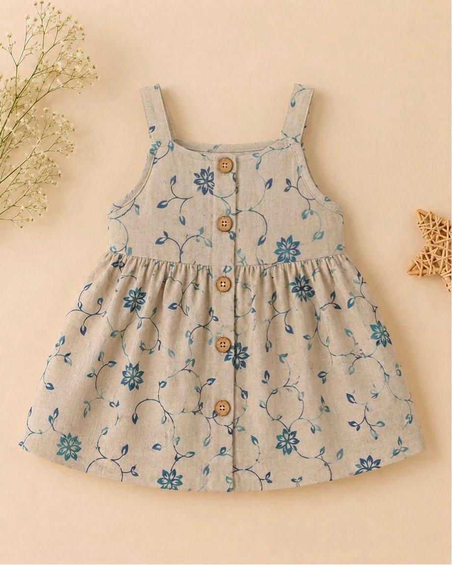 Thumbnail: Vizha Premium Crinkle Sleeveless Frock-Vintage Vines