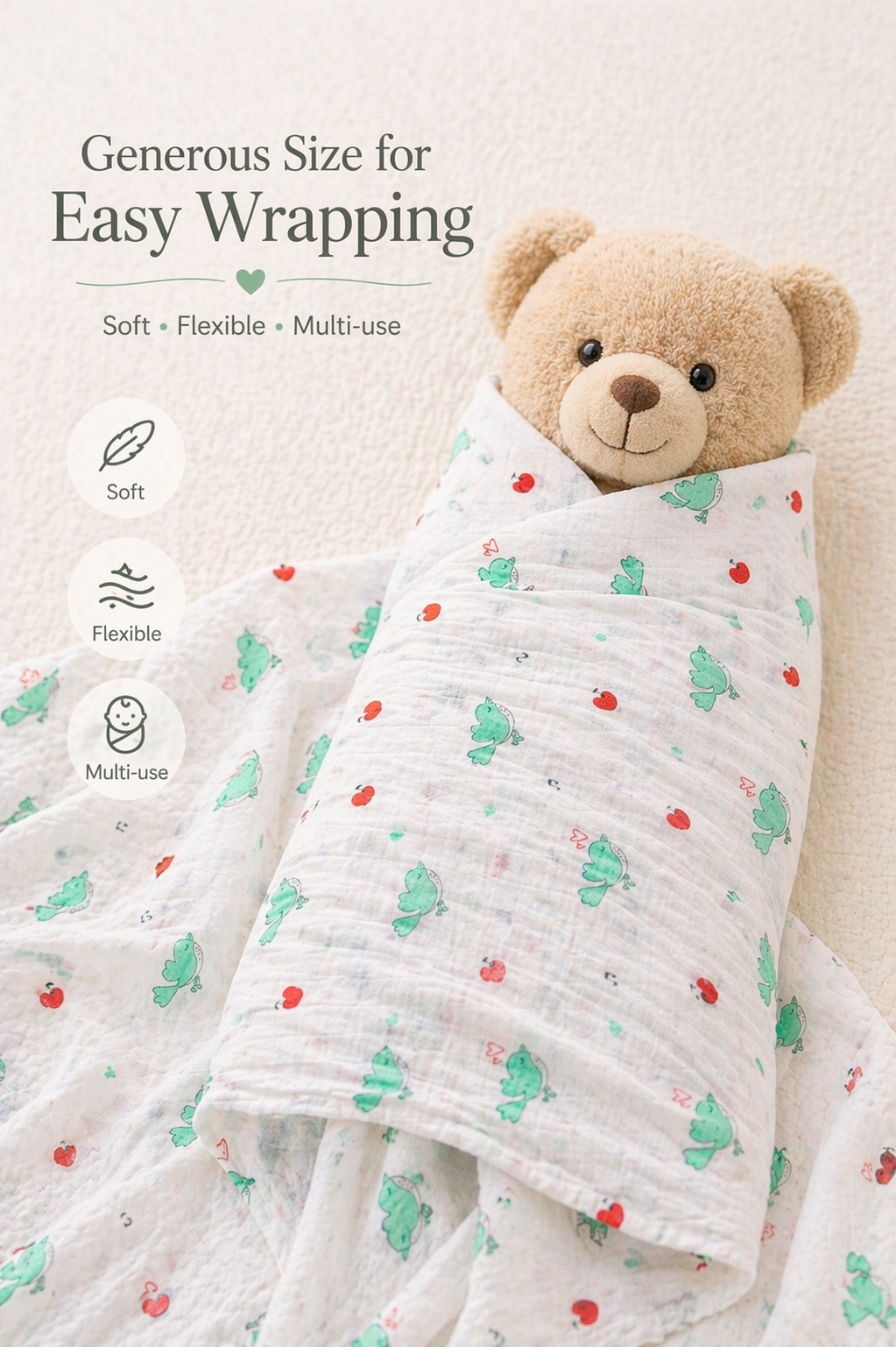 Vizha Premium Muslin Swaddle (100 x 100 cm) - Sparrow Story
