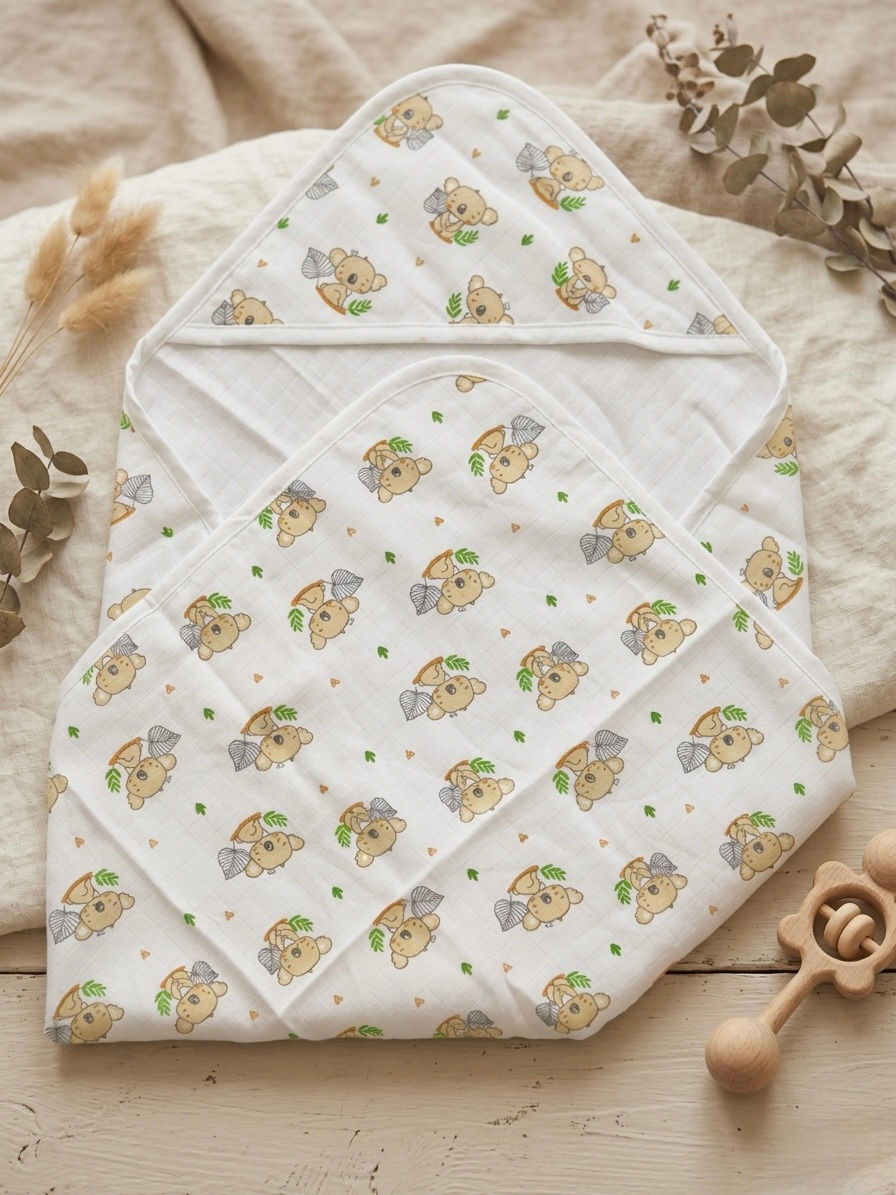Vizha Premium Double Layer Muslin Hooded Towel(75 x 73cm) -Koala Cuddles