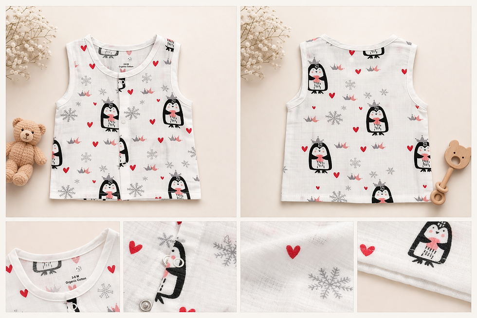 Thumbnail: Vizha Premium Cloud-Soft Muslin Jabla - Penguin Pals