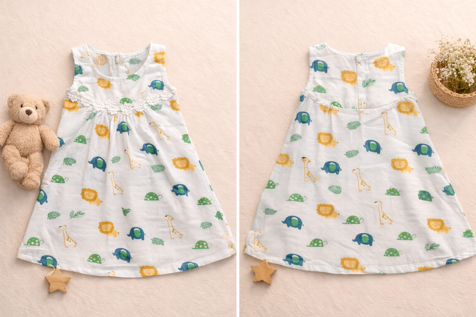 Vizha Premium Muslin Zipper Frock-Safari Tales