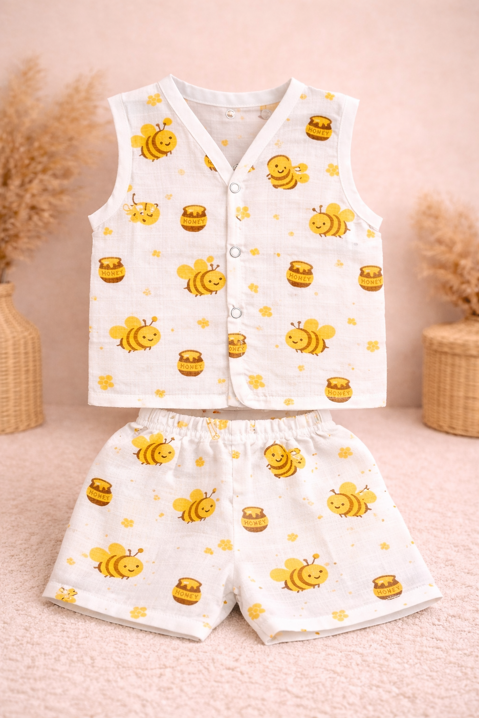Thumbnail: Vizha Premium Cloud-Soft Muslin Co-ord Set-Honey Bee Tales