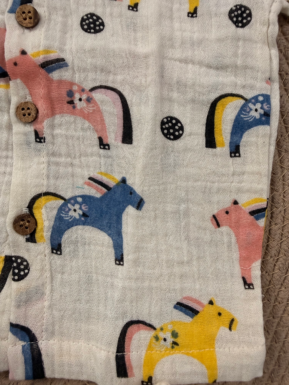 Thumbnail: Vizha Premium Muslin Co-ord Set-Cotton Candy Unicorn