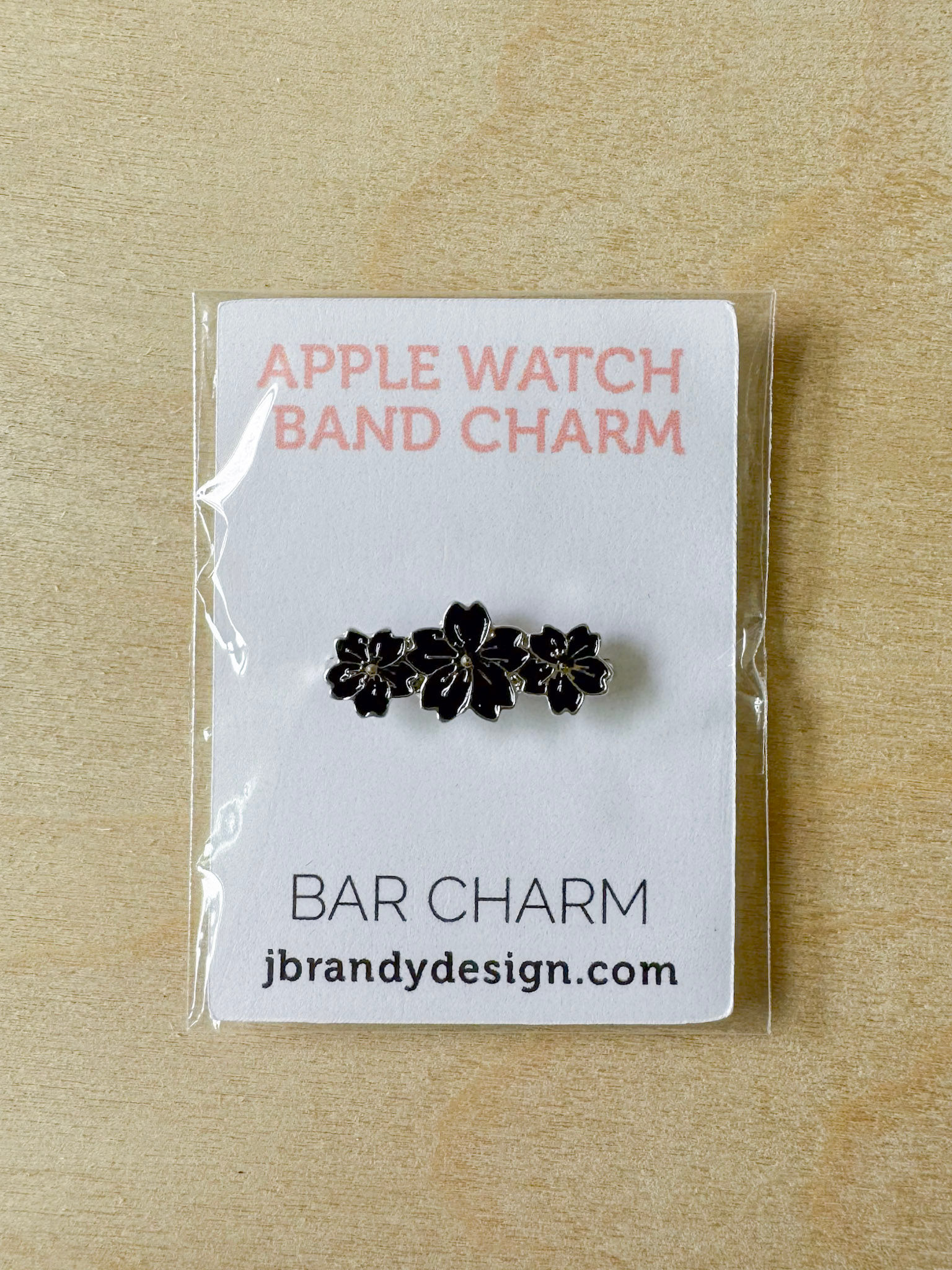 Black Sakura Apple Watch Band Bar Charm