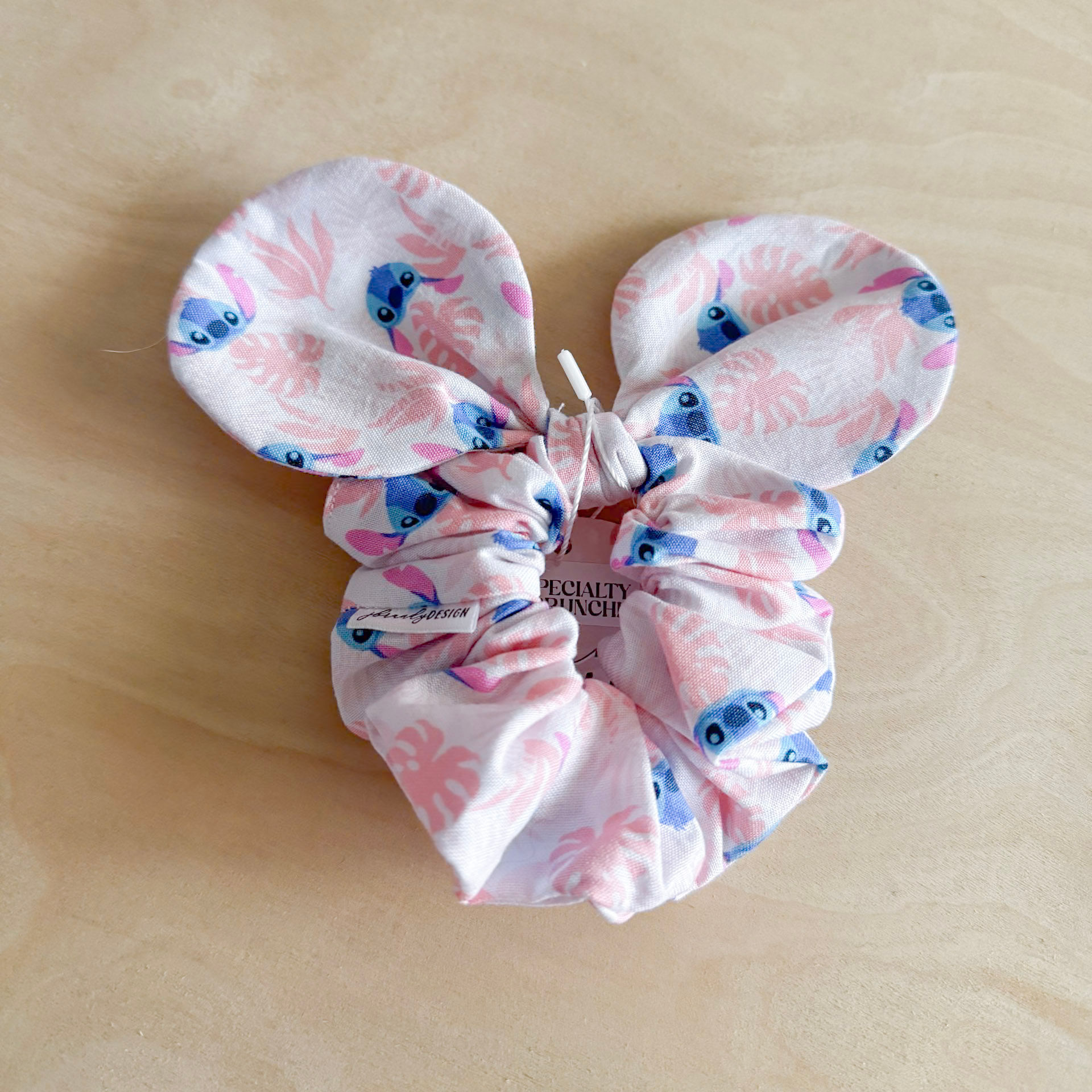 Pink Monstera Stitch Specialty Mickey Ear Scrunchie